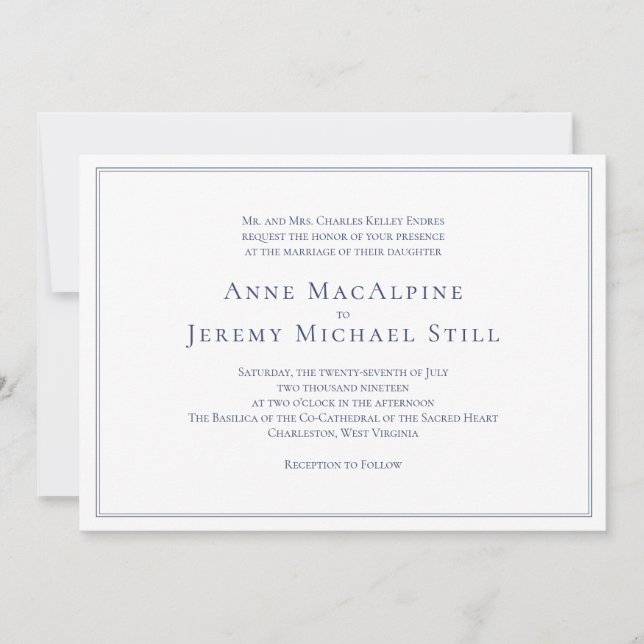 Förmliche Hochzeitseinladung der Marine mit der Gr Einladung (Vorderseite)
