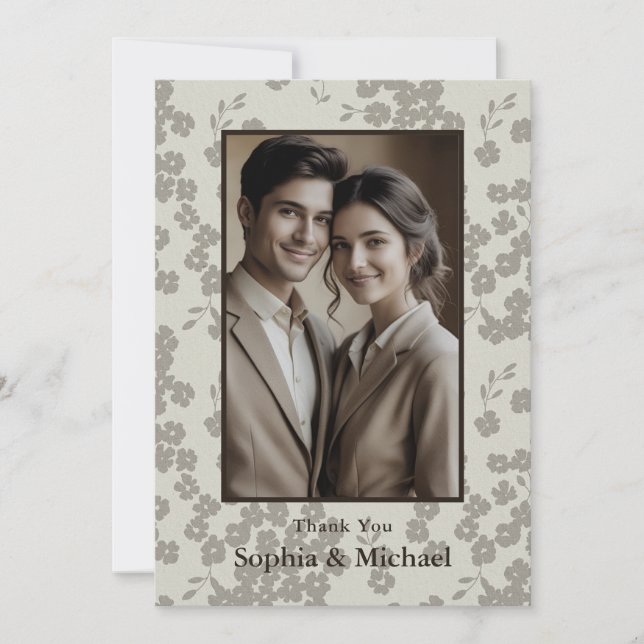 Förmliche moderne Blumenhochzeit Danke, dass ihr K Dankeskarte (Vorderseite)