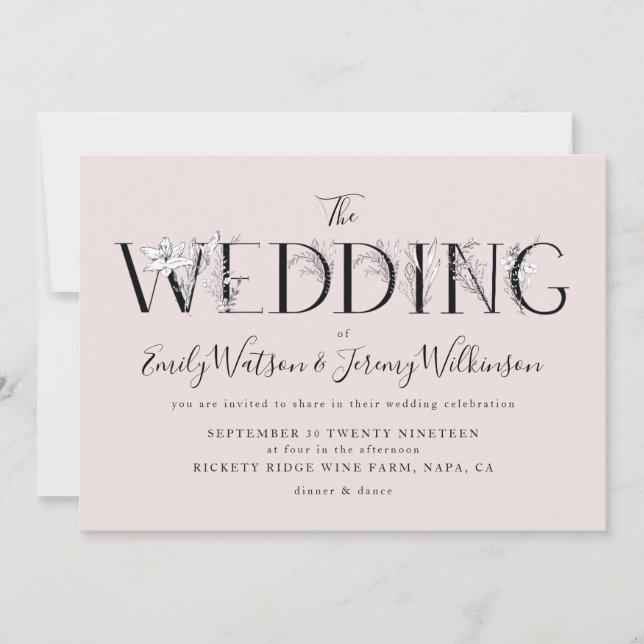 Förmliche rosa Mussbläserbriefe zur Einladung (Vorderseite)