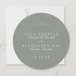 Förmliches Classic Sage Green Calligraphy Round Fo Save The Date