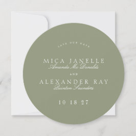 Förmliches Classic Sage Green Calligraphy Round Fo Save The Date