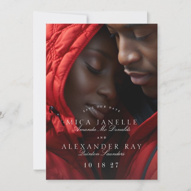 Förmliches Foto für die klassische Tonspur - grüne Save The Date (Vorderseite)