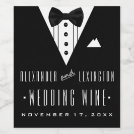 Förmliches Tuxedo Grooms Wedding Wine Bottle Label Weinetikett