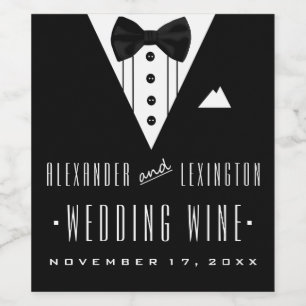 Förmliches Tuxedo Grooms Wedding Wine Bottle Label Weinetikett