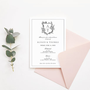 Förmliches Wappen Schwarz-Weiß-Probe-Abendessen Einladung