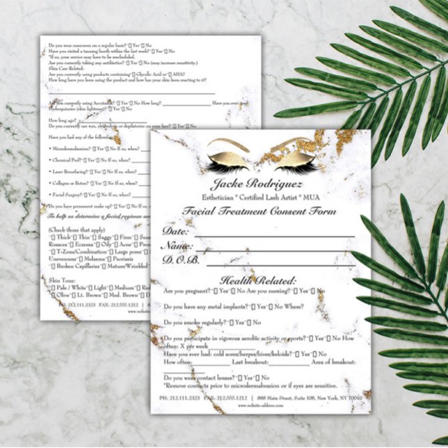 Formmarbild für die Gesichtspflege Teil 1 Flyer (Facial Treatment Consent Form Marble Part Flyer)