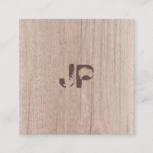 Formstörter Text-Monogramm-Holzaussehen elegant Quadratische Visitenkarte
