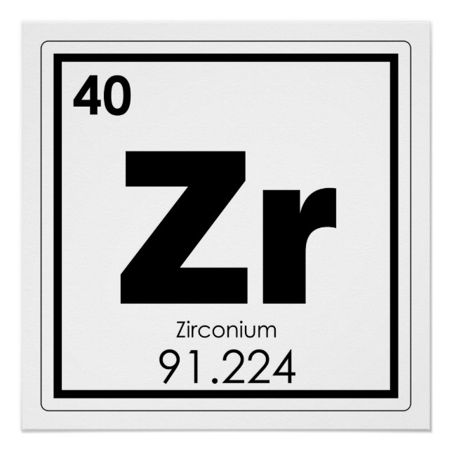 Formul für chemische Elemente aus Zirkonium Poster (Vorderseite)