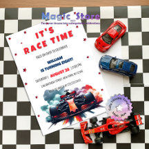Formula Race Car Red Smoke Stars F1 Birthday