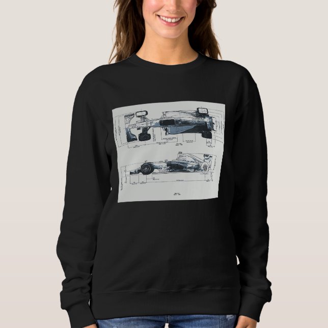 Formula Racing Car Blueprint Mechanical Engineerin Sweatshirt (Vorderseite)