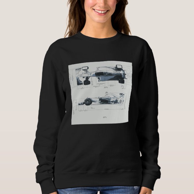 Formula Racing Car Blueprint Mechanical Engineerin Sweatshirt (Vorderseite)