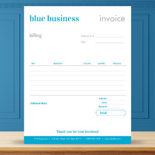 Formulaire de commande ou Bloc-notes bleu vierge