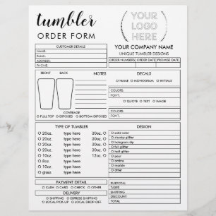 Formular für die Bestellung der Tasse Tumbler Flyer