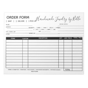Formular Notepad bestellen - Verkäufer Notizblock