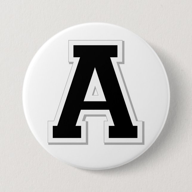 Formulieren Sie es Anfangsbuchstabe A im schwarzen Button (Vorderseite)