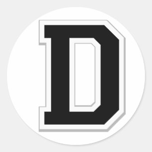Formulieren Sie es Anfangsbuchstabe D in den Runder Aufkleber