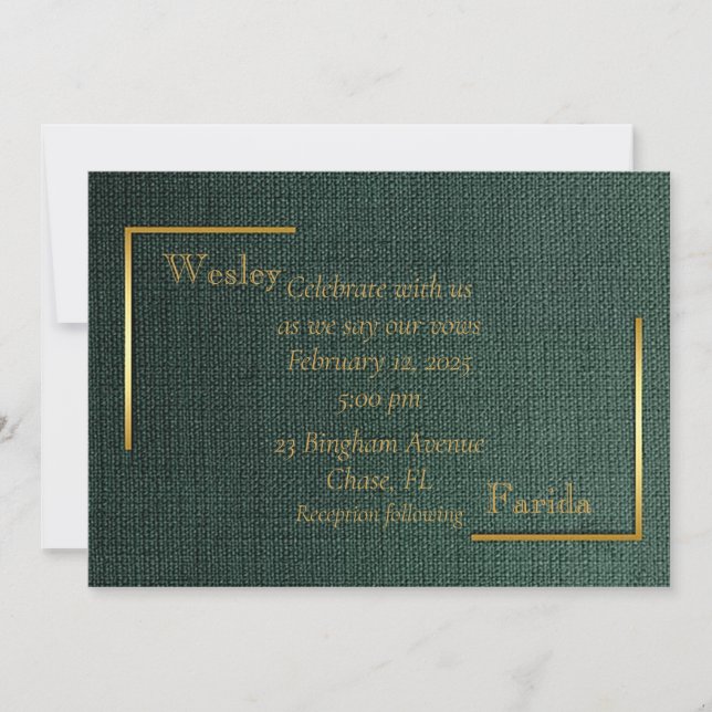 Forrest Green Clean Line Einladung Hochzeit (Vorderseite)