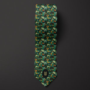 Forrest Green und Gold Floral Tapestes Krawatte