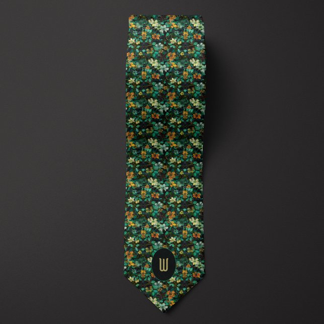 Forrest Green und Gold Floral Tapestes Krawatte (Von Creator hochgeladen)