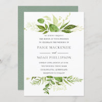 Forrest Greenery Elegante Hochzeit Einladung