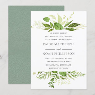 Forrest Greenery Elegante Hochzeit Einladung
