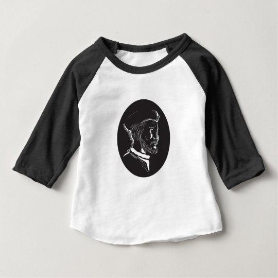 Forscher-Oval-Holzschnitt Jacques Cartier Baby T-shirt