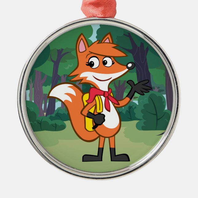 FörsterRick| Scarlett Fox-Wellenartig bewegen Silbernes Ornament (Vorne)