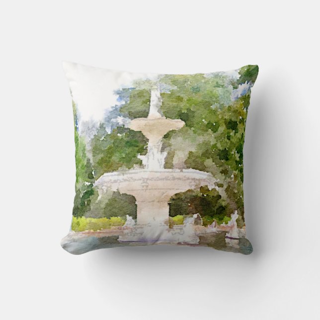 Forsyth Brunnen Aquarell-dem Druck in der Kissen (Vorderseite)