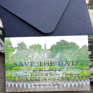 Forsyth Fountain Wasserfarbe Foto Save the Date Ankündigungspostkarte