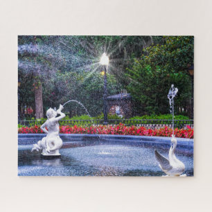 Forsyth Park Springbrunnen am Nachts-Puzzle