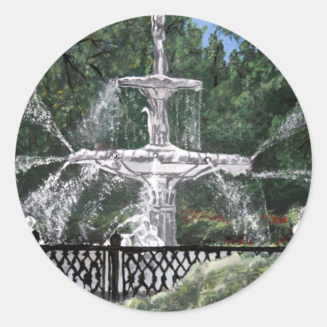 Forsyth Park Wasserbrunnen Savannah Georgia GA Runder Aufkleber (Vorderseite)