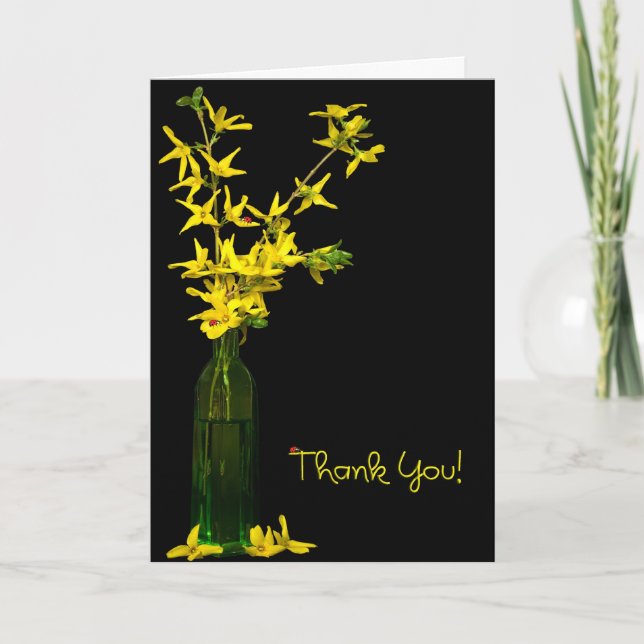 Forsythia und Ladys Bugs vielen Dank Dankeskarte (Vorderseite)