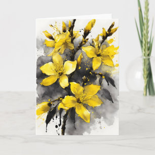 Forsythie - Aquarellblumen Karte