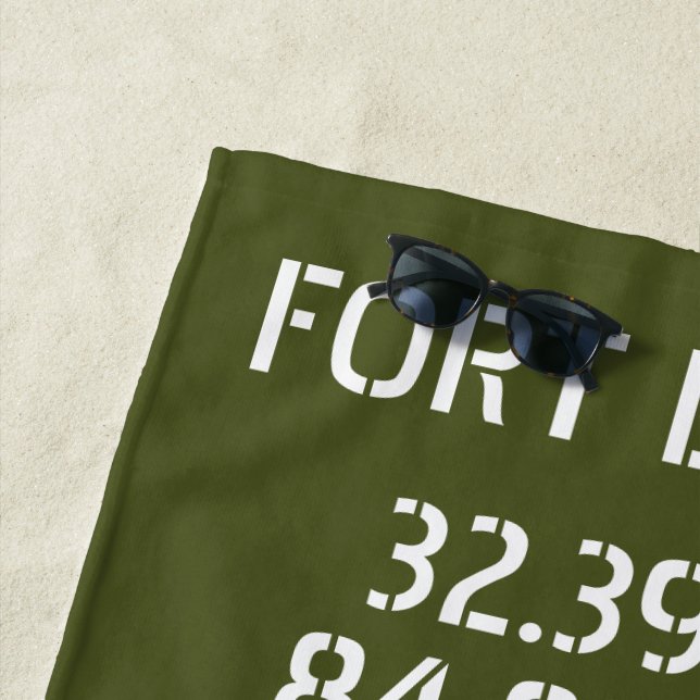 Fort Benning Längengrad Breitengrad Strandtuch (Beispiel)