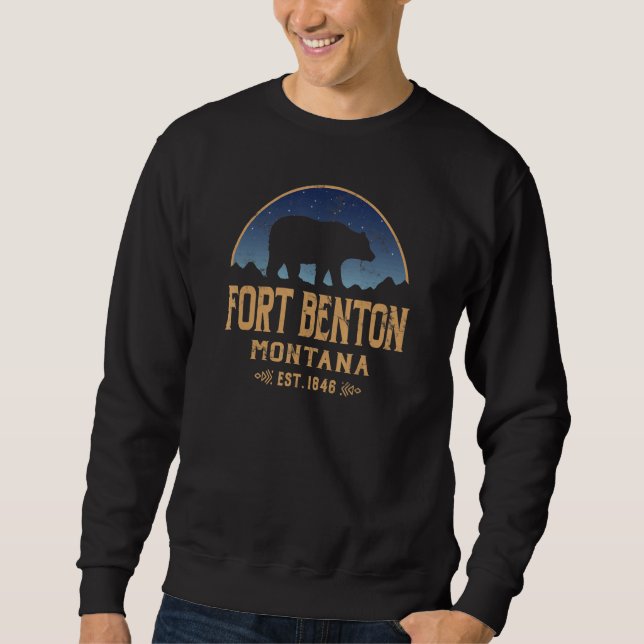 Fort Benton Montana MT Big Sky Country Bear & Moun Sweatshirt (Vorderseite)