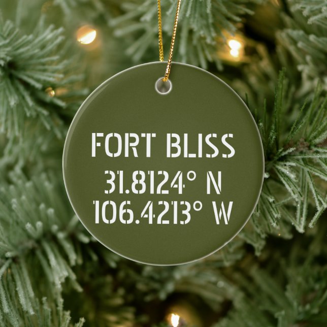 Fort Bliss Latitude Longitude Personalized Keramik Ornament (Baum)