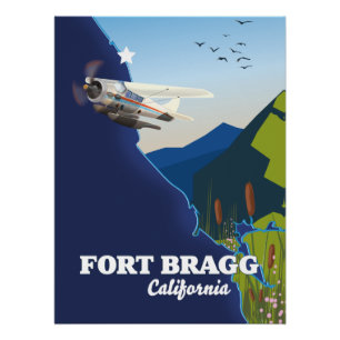 Fort Bragg California Karte Poster