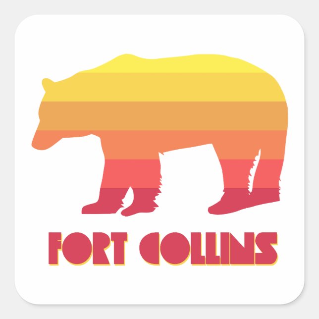 Fort Collins Colorado Rainbow Bear Quadratischer Aufkleber (Vorderseite)
