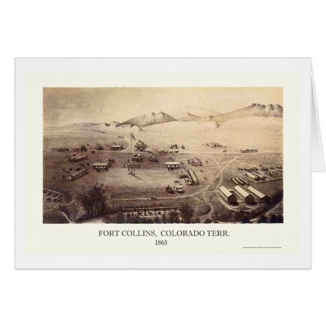 Fort Collins, panoramische Karte Co - 1865 (Vorderseite (Horizontal))