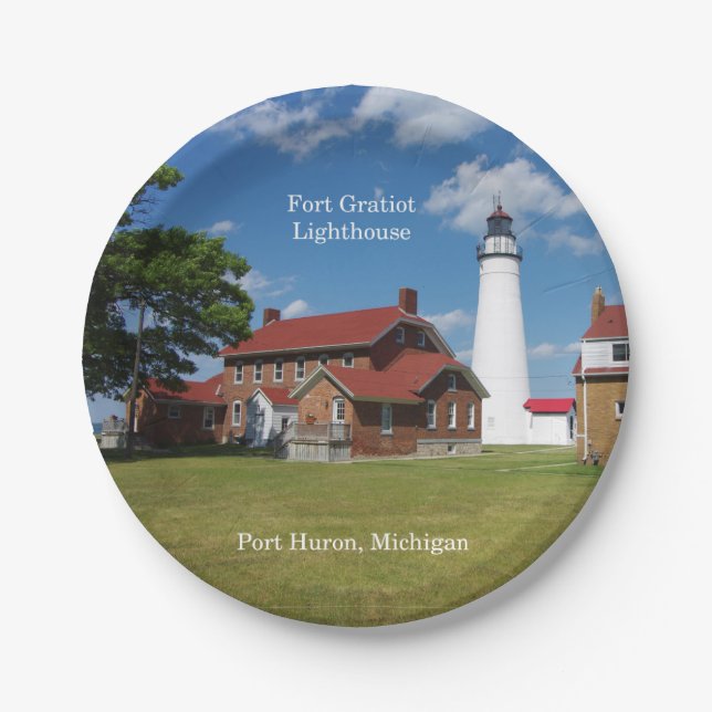Fort Gratiot Lighthouse von der Papierplatte Pappteller (Vorderseite)