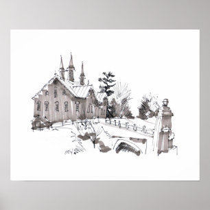 Fort Hunter Barn Skizze / Künstler Larry Lerew Poster