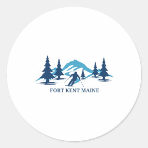 Fort Kent Maine Skigebiet Skifahren Skifahrer Runder Aufkleber