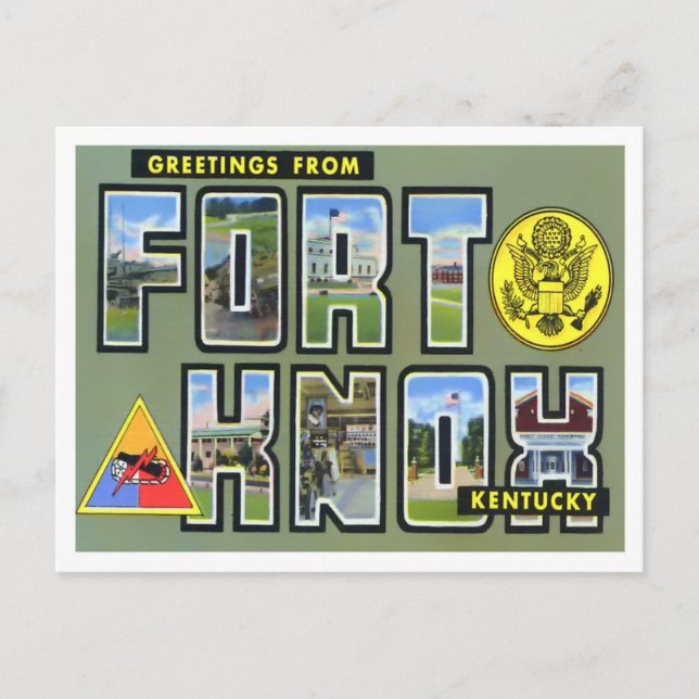 Fort Knox, Kentucky Vintag Big Letters Postkarte (Vorderseite)