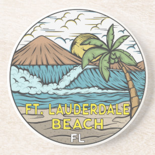 Fort Lauderdale Beach Florida Vintag Getränkeuntersetzer