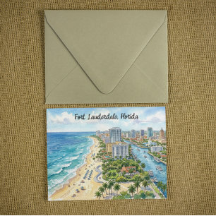 Fort Lauderdale Florida Aquarell-Illustration Postkarte