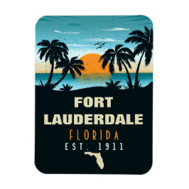 Fort Lauderdale Florida Beach Retro Sunset 60er Magnet