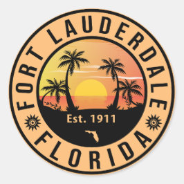 Fort Lauderdale Florida Beach Retro Sunset 60er Runder Aufkleber