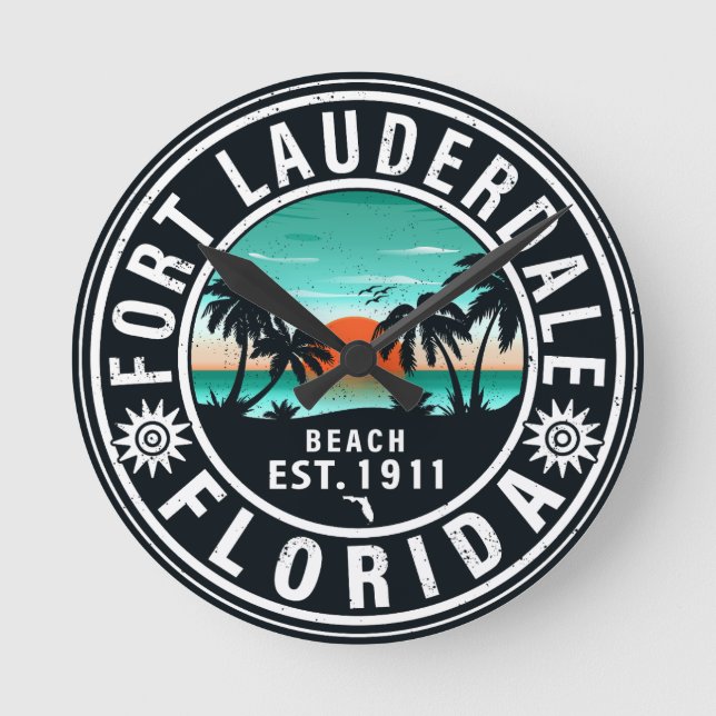 Fort Lauderdale Florida Beach Tropical Souvenirs Runde Wanduhr (Vorderseite)