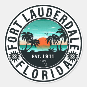Fort Lauderdale Florida Beach Tropical Souvenirs Runder Aufkleber