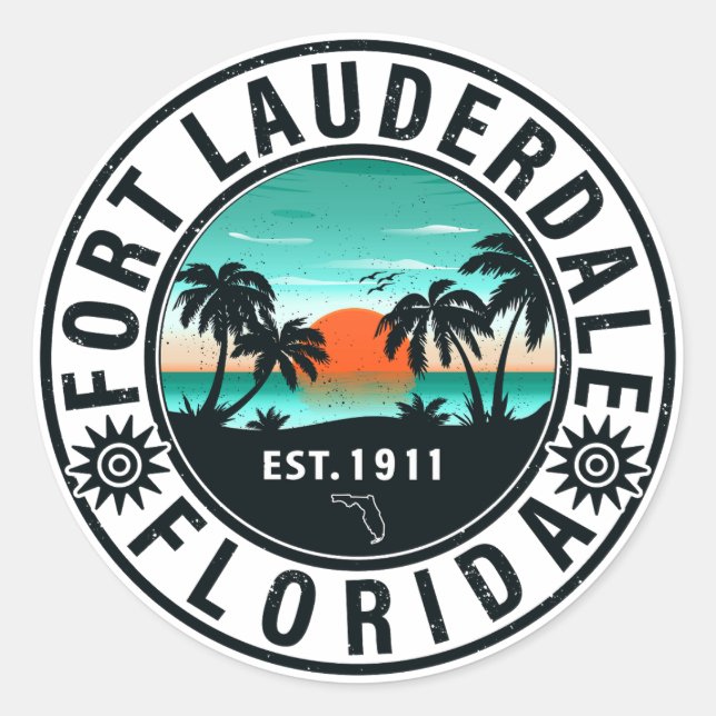 Fort Lauderdale Florida Beach Tropical Souvenirs Runder Aufkleber (Vorderseite)